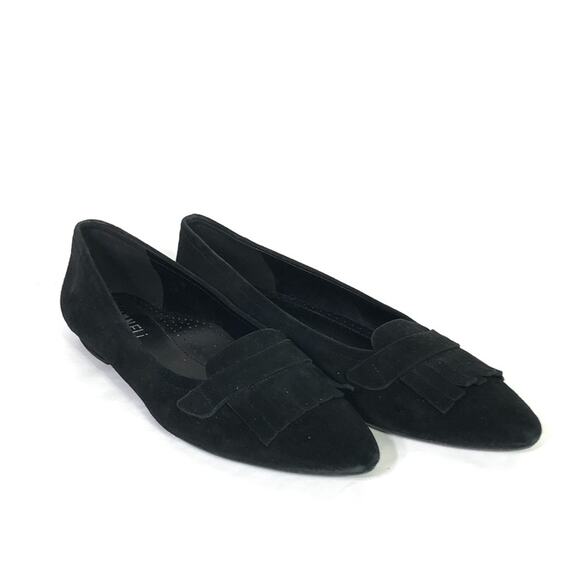 Vaneli Black Suede Fringe Flat 7N EUC - Picture 1 of 7